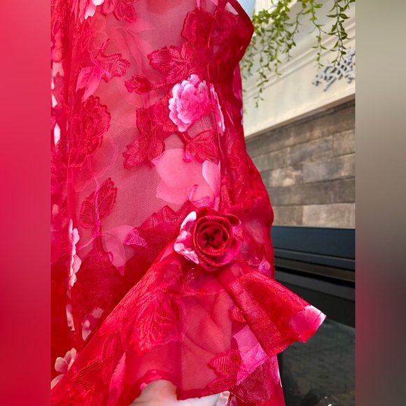 Vintage Vanity Fair Red Floral Slip Dress Lingerie Short Size L - Picture 3 of 6